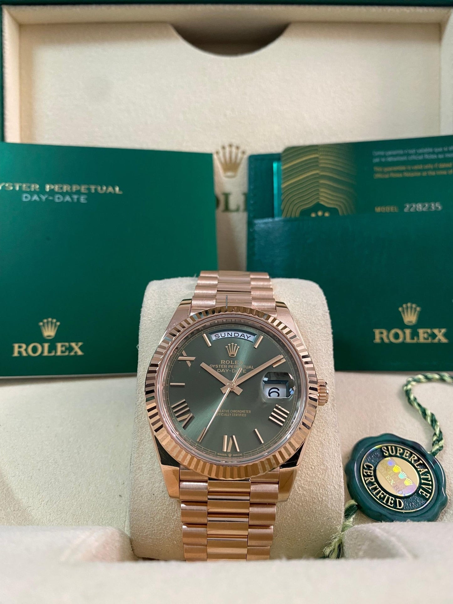 Day-Date 40 Yellow Gold/Rose Gold Green Ombre Roman Numeral Dial